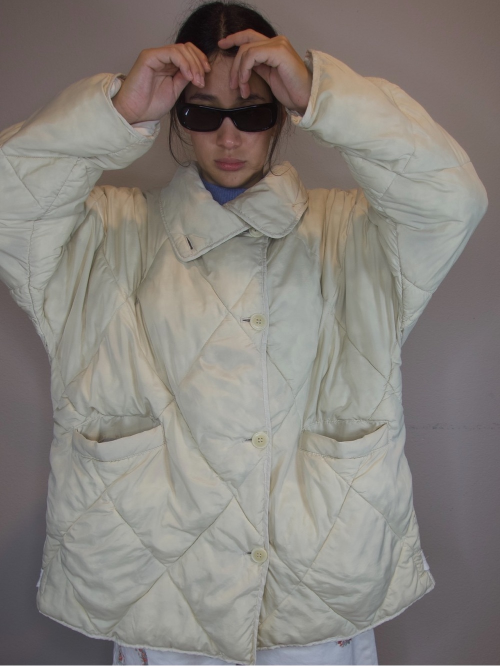 We The Free Never Say Never Oversized Quilted Jacket Cream Size S